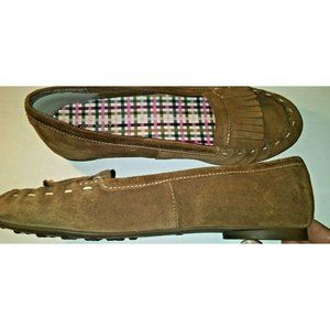Lands end brown suede moccasin loafers women 5 B